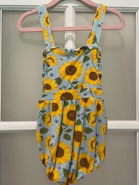 Angel Dear Light Blue and Yellow Sunflower Romper NWOT